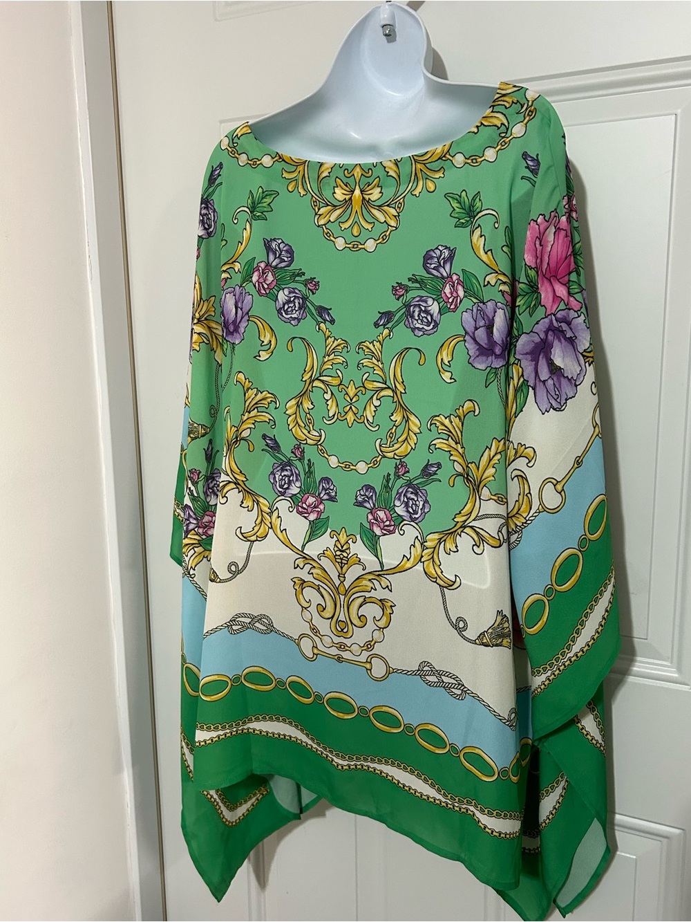 Belle by Kim Gravel Mint Green Floral Scarf Blouse - Picture 2 of 7